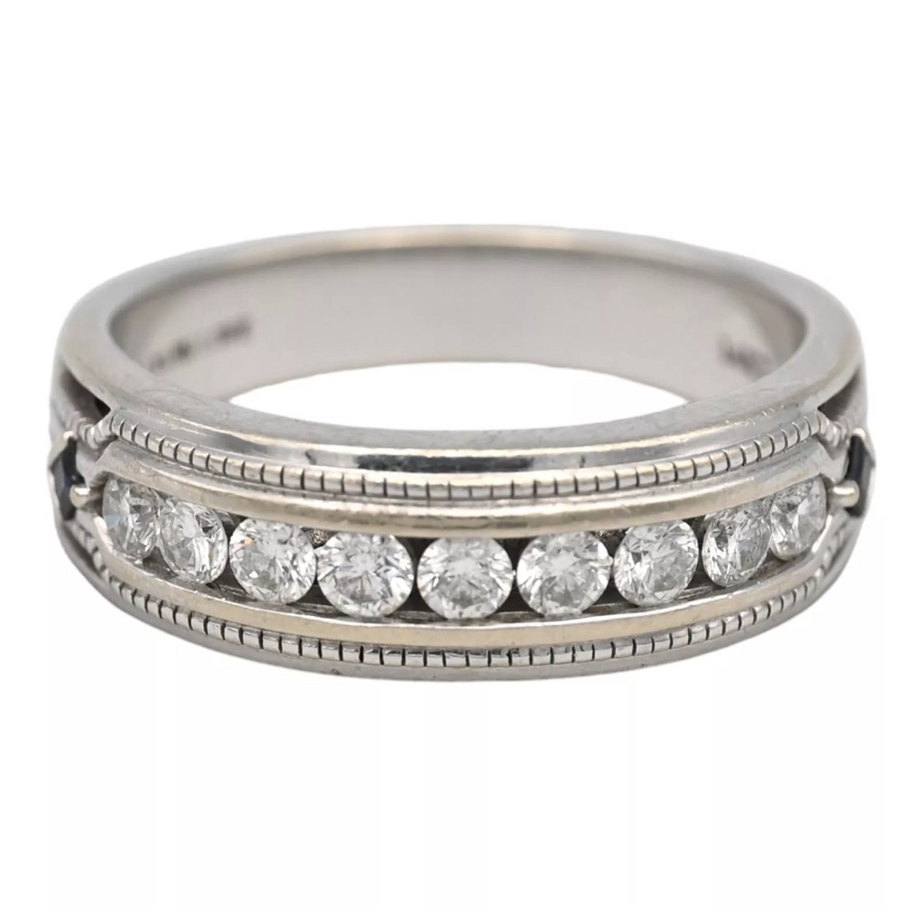 Vera Wang LOVE Collection 14K White Gold 1CT Diamond Blue Sapphire Size 10 - Picture 3 of 7